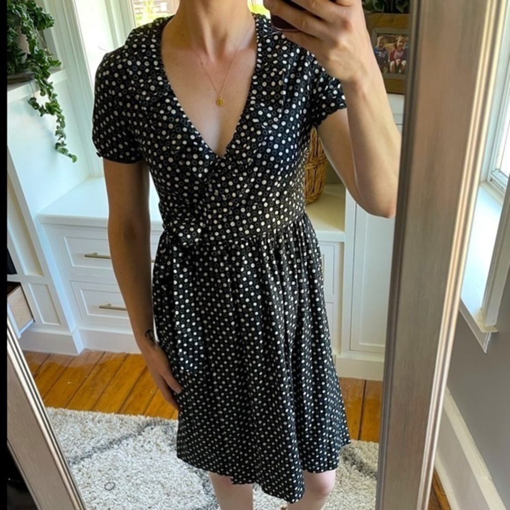 J.Crew Fontana silk ruffle wrap dress.